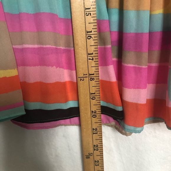 Melissa Paige Blouse Women Medium Multi Color Stripes Semi Sheer Long Sleeve - Picture 7 of 7